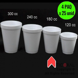 VASO TERMICO DESCARTABLE 180 CC BLANCO COPOBRAS (4 pack x 25 unidades)